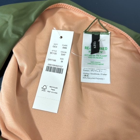 J. Crew Bikini Bottom Women's M Green Curved Waist Cheeky New BC125 7833 - Picture 7 of 12